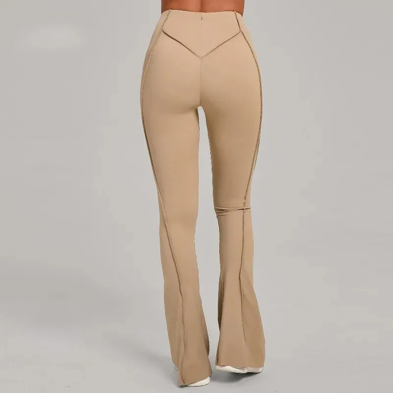 المرأة سليم صالح واسعة الساق ملابس اليوغا الورك رفع ضيق صالح اللياقة البدنية جرس قيعان الرقص عالية الخصر السراويل الرياضية غير رسمية