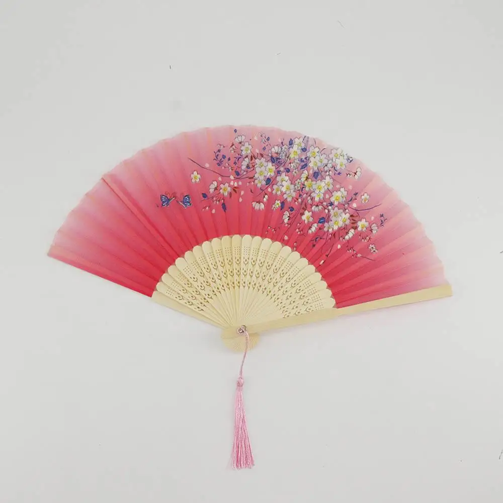 Party Folding Silk Art Craft Bamboo Japanese Pattern Photo Prop Tool Dance Hand Held Silk Fan Folding Fan Hand Held Flower Fan