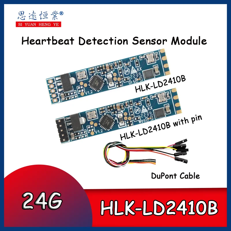 1pcs HLK-LD2410B FMCW 24G Smart Human Presence Status Sensing Radar Heartbeat Detection Sensor Module High Sensitivity DuPont Ca