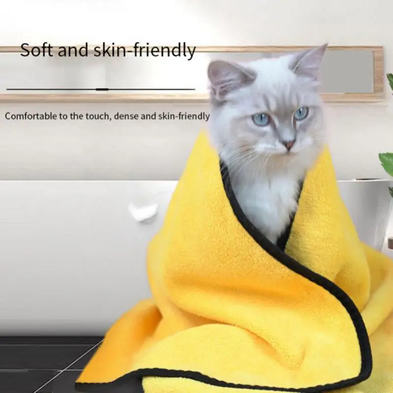 Pet Towel Quick Dry Dog Towel Bath Robe Soft Fiber Absorbent Cat Bath Towel Convenient Pet Cleaning Washcloth Pet Accessories