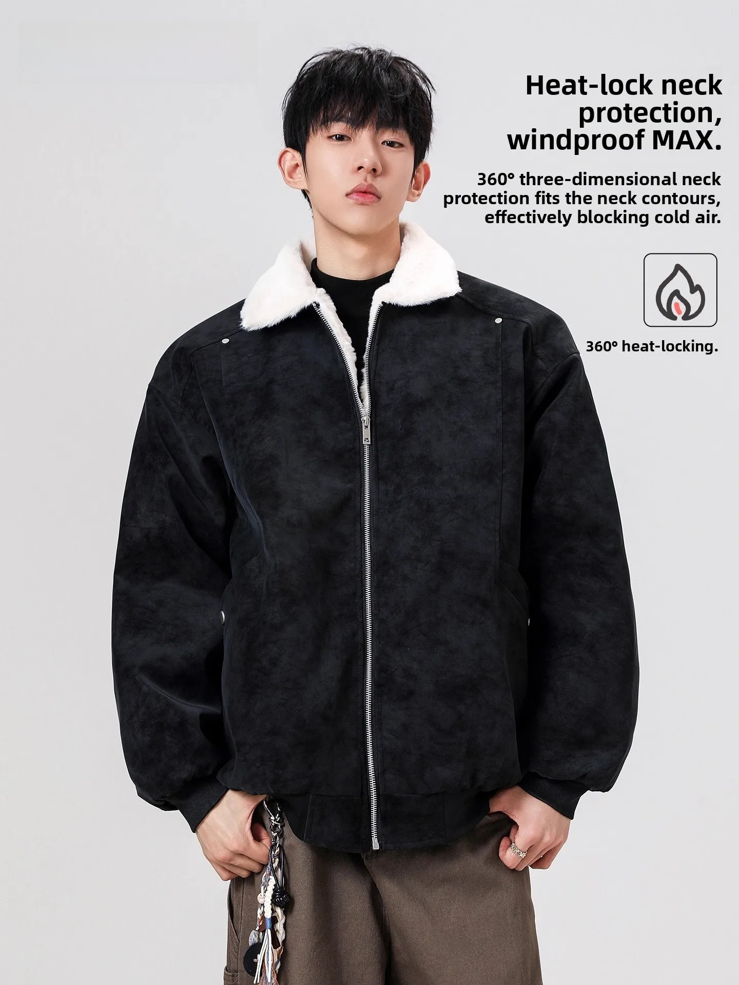 Genio Lamode العلامة التجارية العصرية الحظيرة Sle طوق الأرنب الفراء Plu الربط ملابس العمل القطن Jaet الخريف الشتاء الرجال Haome معطف