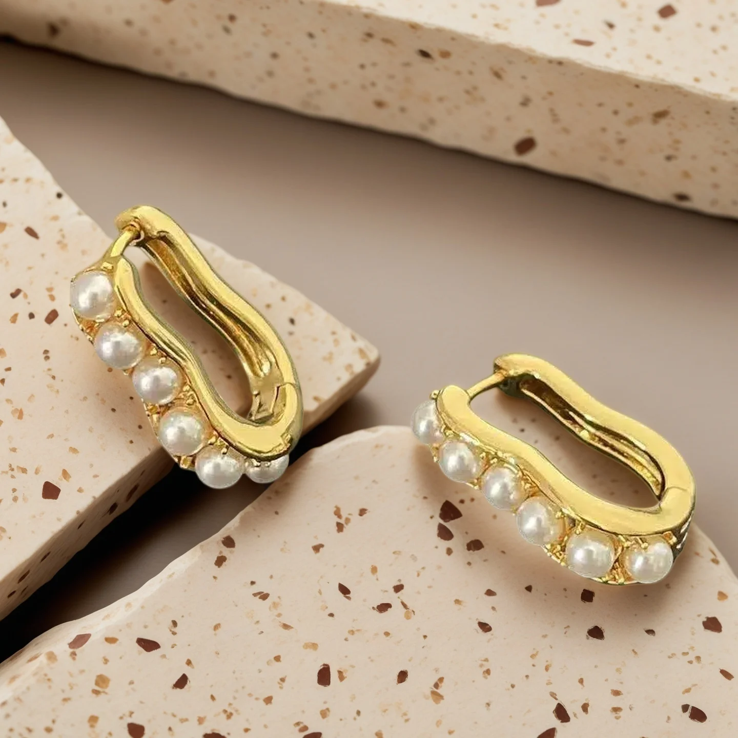 Yuri Ailey Irregular Pearl Mini Gold Huggie Hoops Dainty Small Inlaid Pearl Earrings Women Daily Office Jewelry Gift 2026