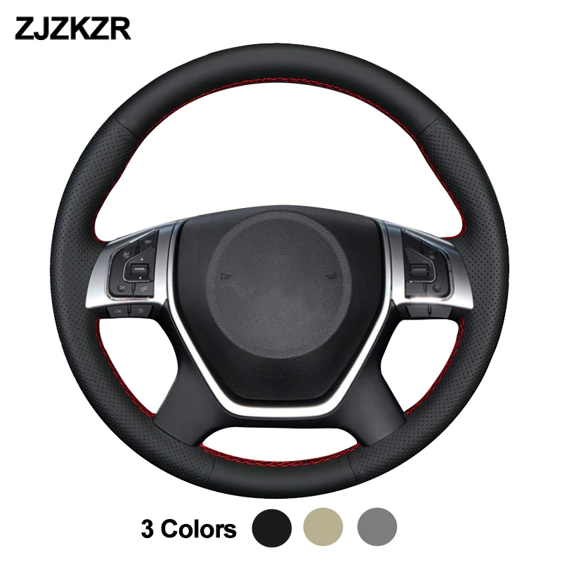 Hand Stitching Car Auto Steering Wheel Cover Wrap For Great Wall Hover Wingle 7 Black Dark Gray Grey Beige Leather Protector