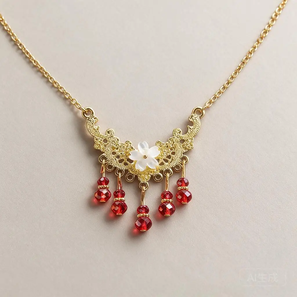 Chinese Vintage Hanfu Forehead Chain Red Crystal Tassel Ethnic Headpiece Women Jewelry For Cosplay Festival Desert Photo Shoot