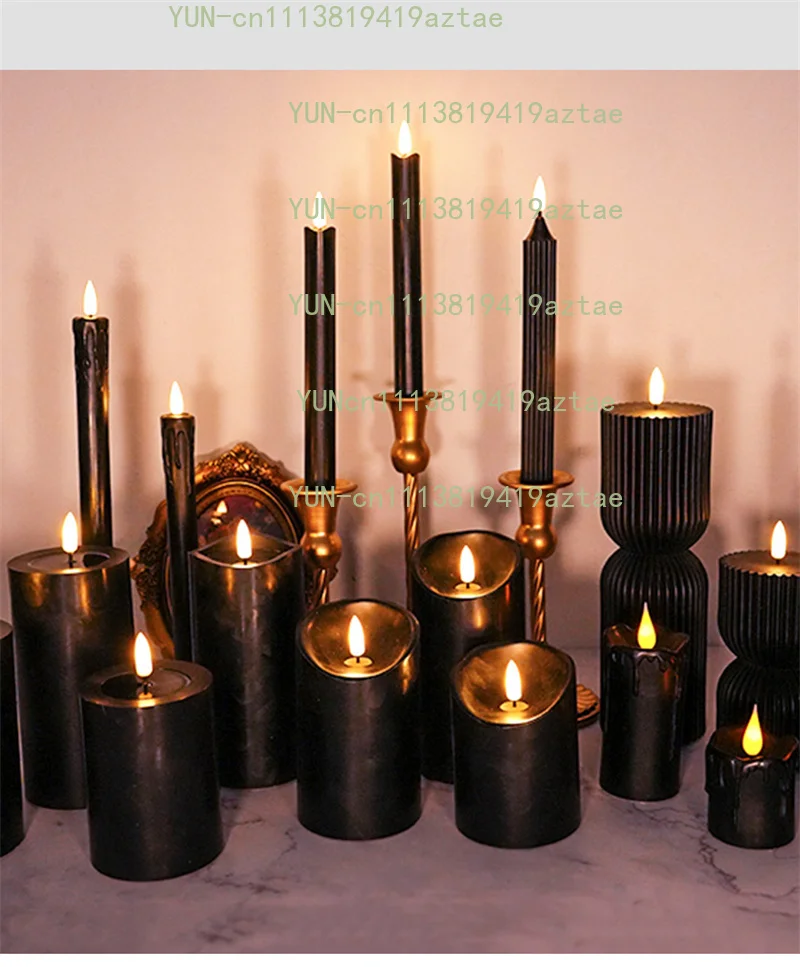3-Pack Magic Black Series LED Candle Lights for Easter Halloween Mystery Games Bars Clubs Guiding and Decoration