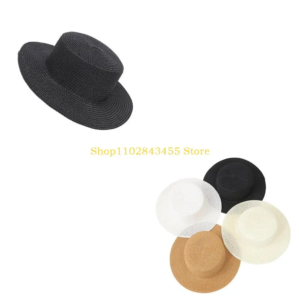 49MC Vacation Sun Protecting Hat Fashionable Flatted Hat Fancy Dress Hat Sweatproof