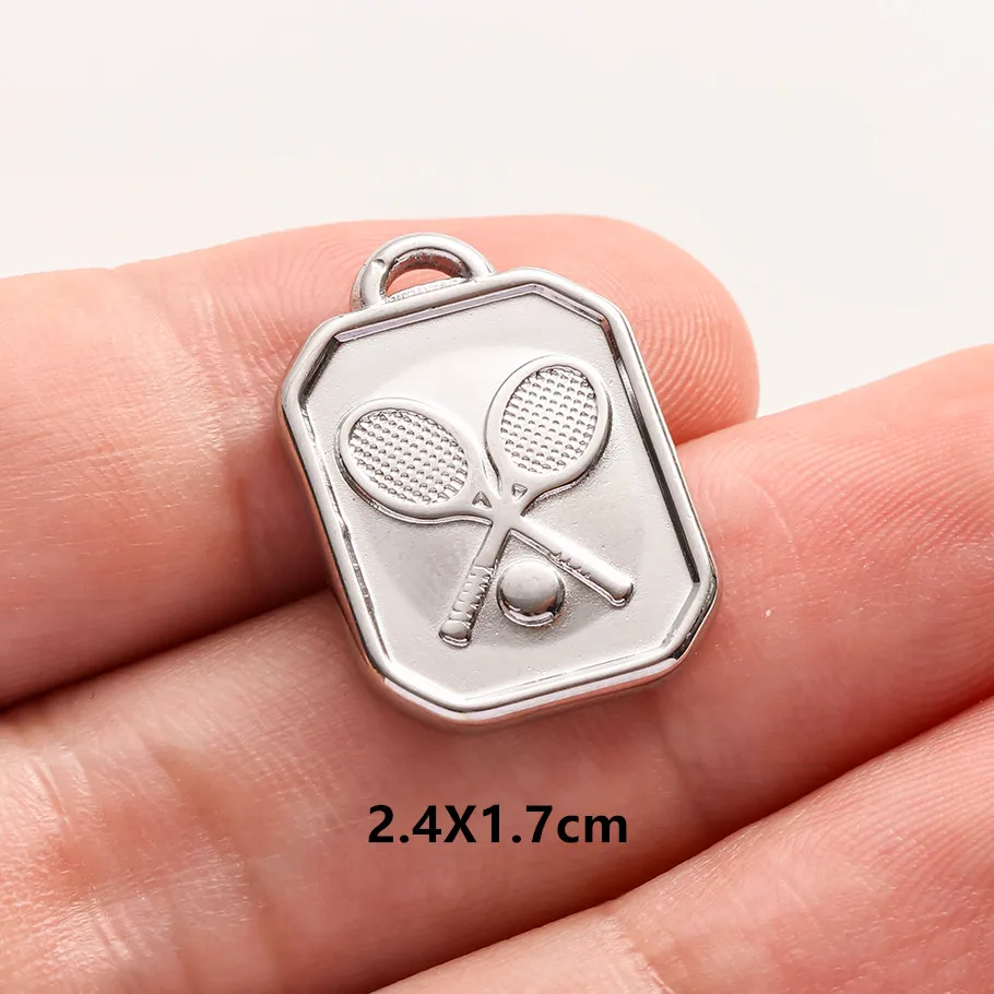 5 Stück/Set Sportanhänger aus Edelstahl: Golfschläger, Basketball, Fußball für Schmuckherstellung, Mode-Sport-DIY-Charms – Detail 7
