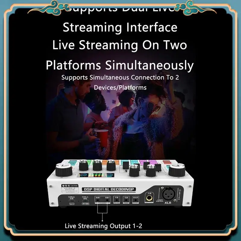 (신규)-X7 라이브 스트리밍 사운드 카드 보이스 체인저 DJ 믹서 효과 PC 스마트 폰 컴퓨터 오디오 인터페이스 콘솔 카드