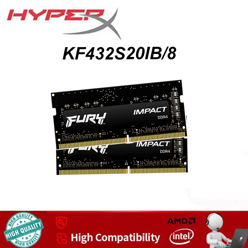 

Оперативная память DDR4 для ноутбуков KF432S20IB/8 FURY Impact 8 ГБ 16 ГБ 1.2В 260-контактная 3200 МГц PC4 Sodimm