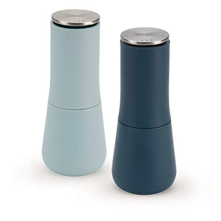 

Milltop Non-Spill Salt and Pepper Mill 2-piece Set Refillable Ceramic Grinder Adjustable Grinding Size Blue