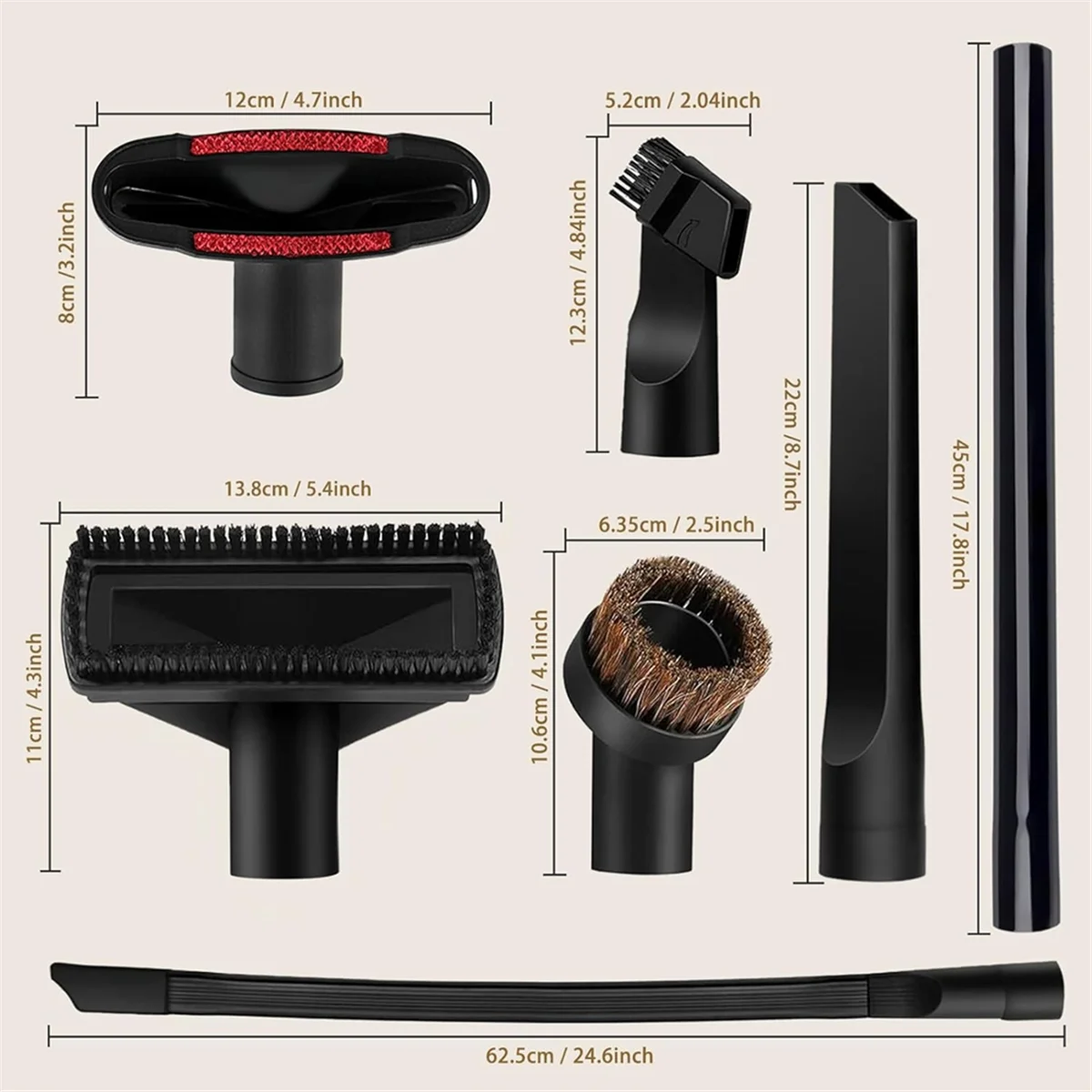 12PCS Universal Vakuum Aufsätze 1-1/4In Staubsauger Zubehör Pinsel Verlängerung Zauberstab Düse Fugendüse Nass Trocken-LITE