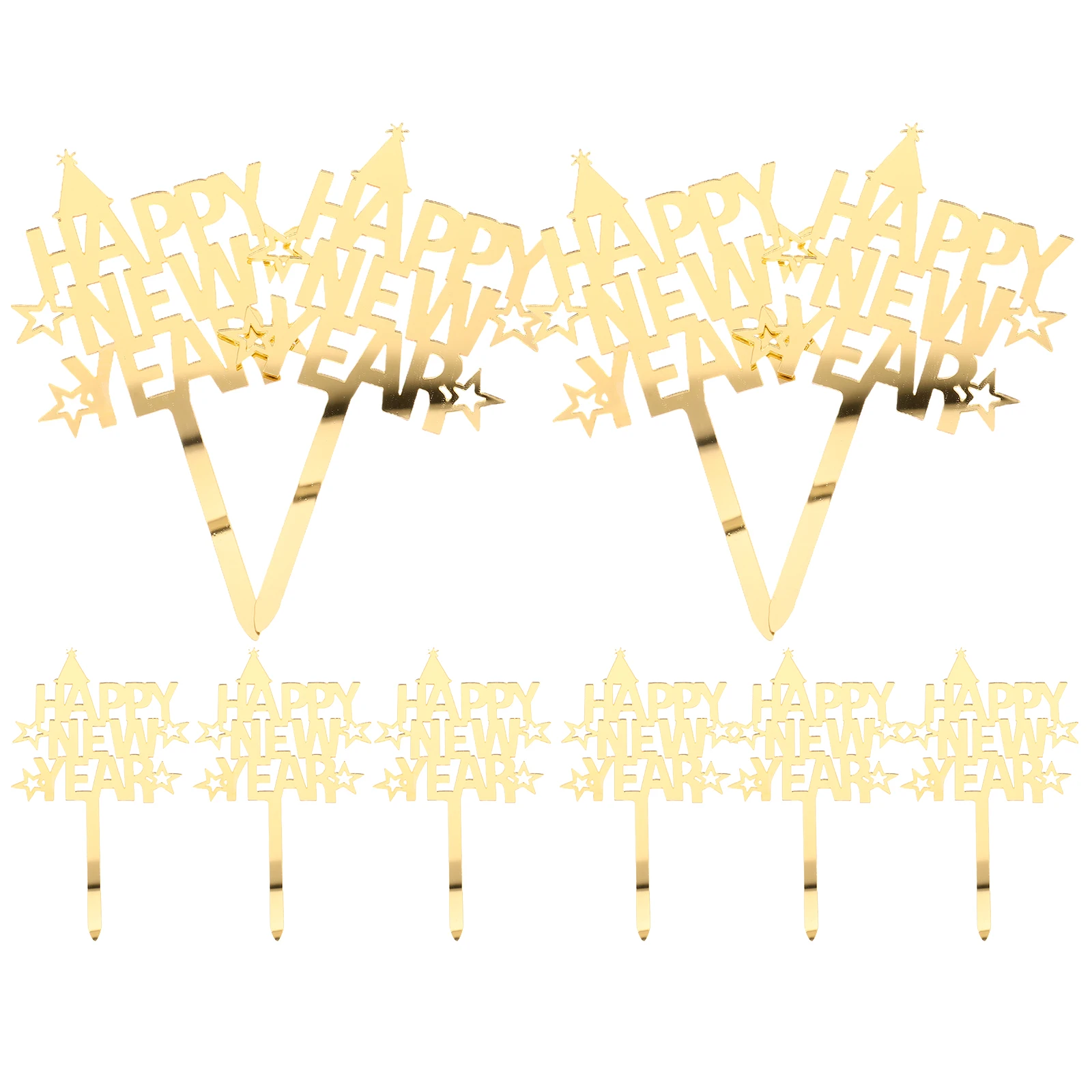 

10 Pcs Cheers New Year's Cake Inserts Happy Topper Edible Cupcake Toppers Number Party Decorations
