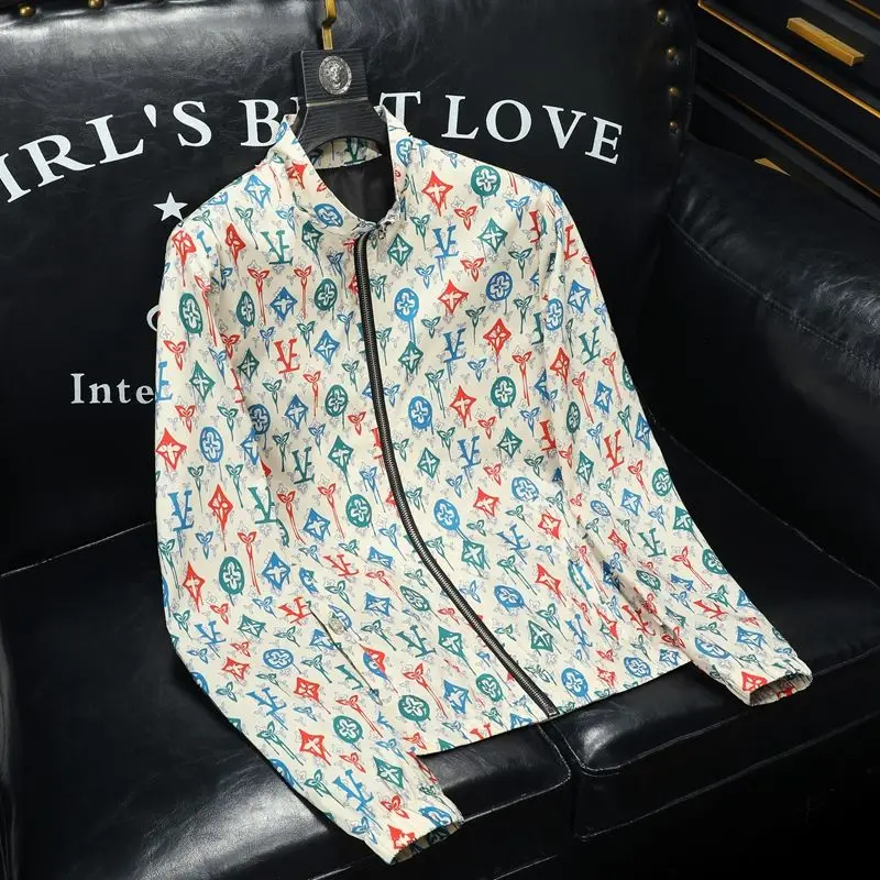 

2025 мужская весенне-осенняя тонкая куртка с воротником-стойкой, модная брендовая облегающая легкая роскошная трендовая повседневная жаккардовая куртка мужская