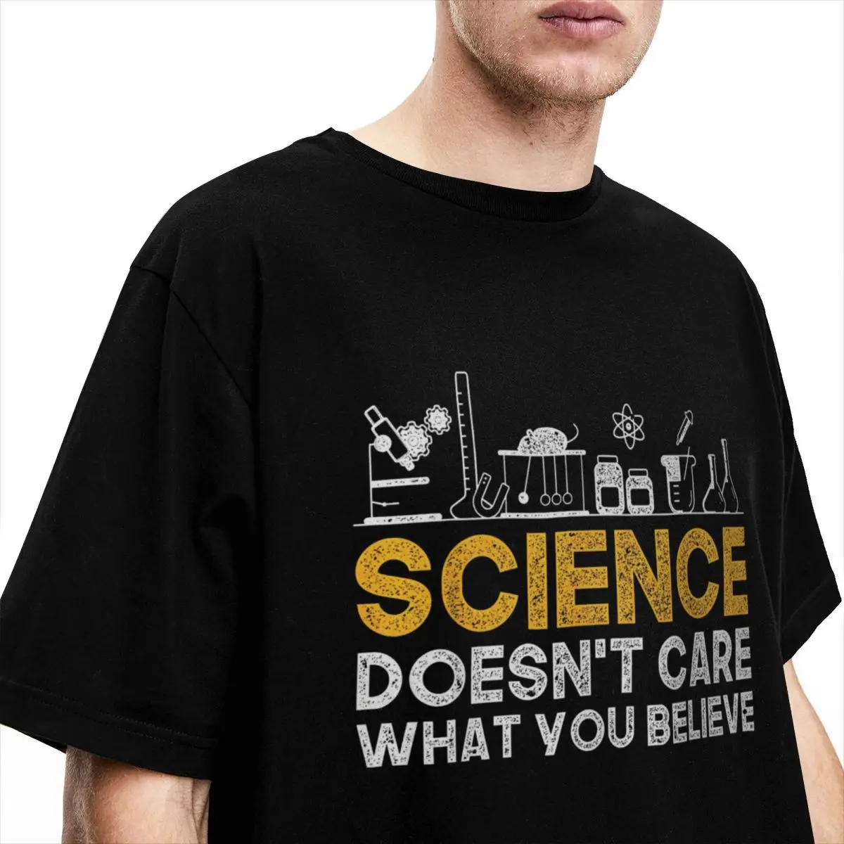Science Doesn't Care What You Believe Science T Shirt for Men Cotton Novelty T-Shirts Teacher Scientific Tees Clothes Printed image 4