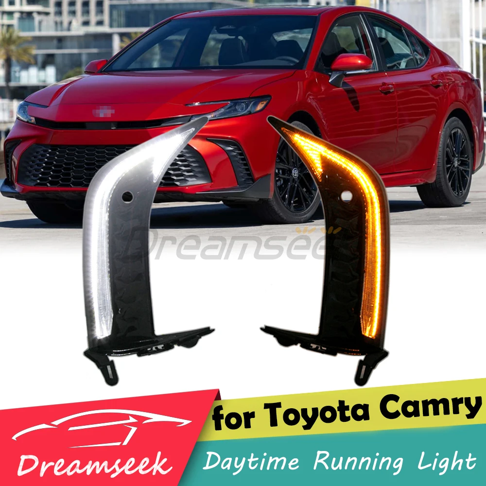 

LED Daytime Running Light DRL for Toyota Camry SE XSE 2025+ Yellow Dynamic Turn Signal Light Fog Lamp White Daylight Blinker