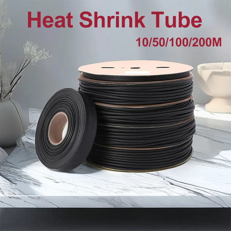 

10/50/100/200 Meter Heat Shrink Tube Black/Red 3:1 Polyolefin Thermal Cable Sleeve Insulated Dia 2.4-25.4mm