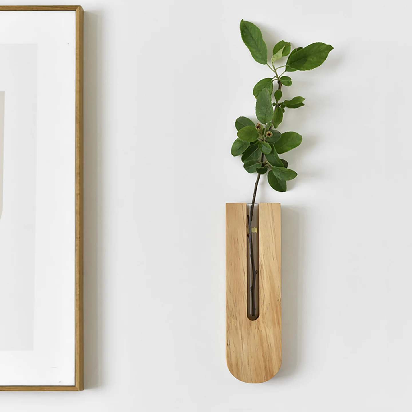 U-Shaped Wood Wall-Mounted Test Tube Vase No-drill Wall Hanging Flower Holder Minimalist Floral Container Wall Decor Ornament