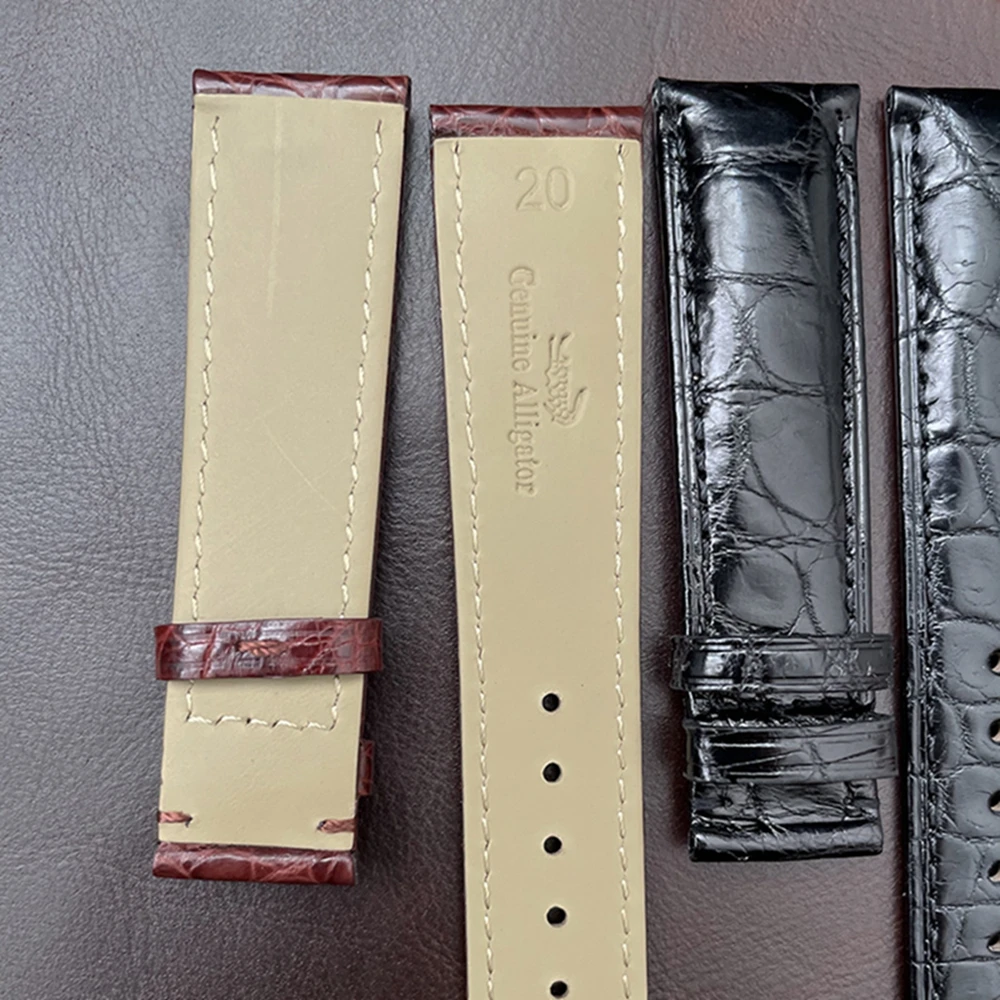 Crocodile Leather Watchband 18mm 19mm 20mm 21mm 22mm Alligator Strap for Longines Master Omega Men Women Stainless Steel Buckle