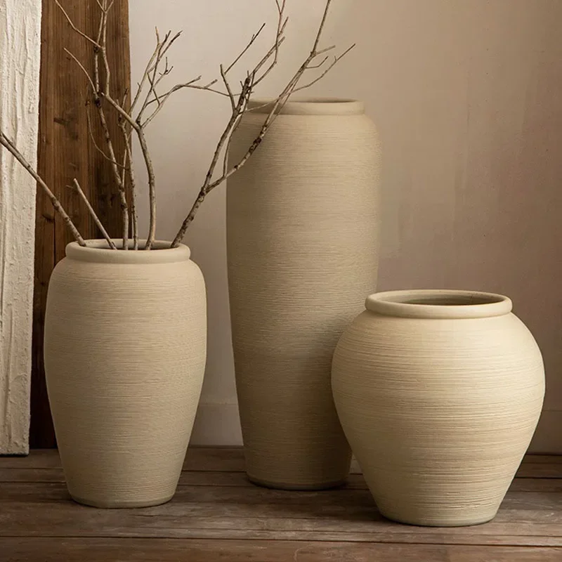 Jarrones de decoración de cerámica nórdica, arreglos de flores, jarrones de jardín Vintage, diseño Simple, decoración del hogar para sala de estar, Vaso Decorativo LLVA