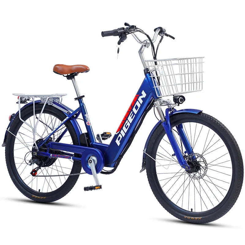 

Adult Electric Bicycle for 2 Person, 350W, 48V, 26 in, Man Spoke Wheels, City eBike with Basket and Hidden Battery