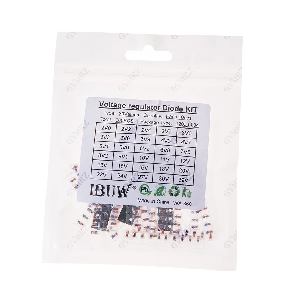 30values 300pcs LL34 SMD Zener diode package Assorted Kit 1/2W 2v-39v 2V0 2V2 2V4 2V7 3V0 3V3 3V6 3V9 27V 24V