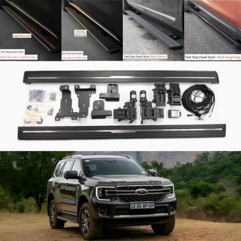 Elektryczne progi boczne LED do Forda Everest 2016-2026, automatyczne wysuwane podnóżki, teleskopowe listwy progowe.