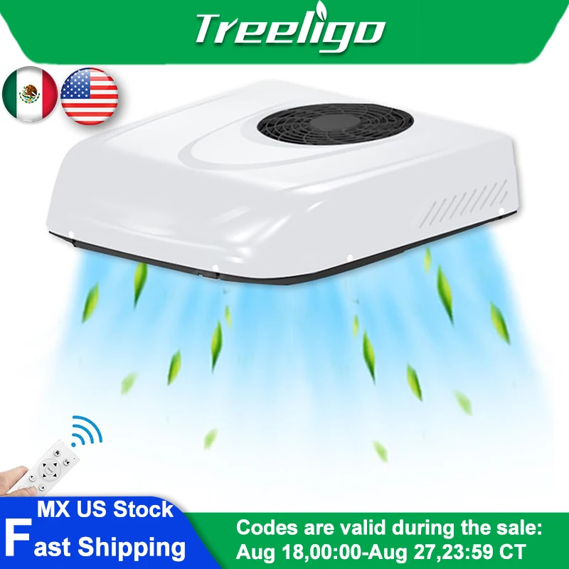 

Treeligo 15000BTU RV Rooftop Parking air Conditioner 12V Electric Cooling Car AC Unit for Truck Camper Van Caravan Motorhome