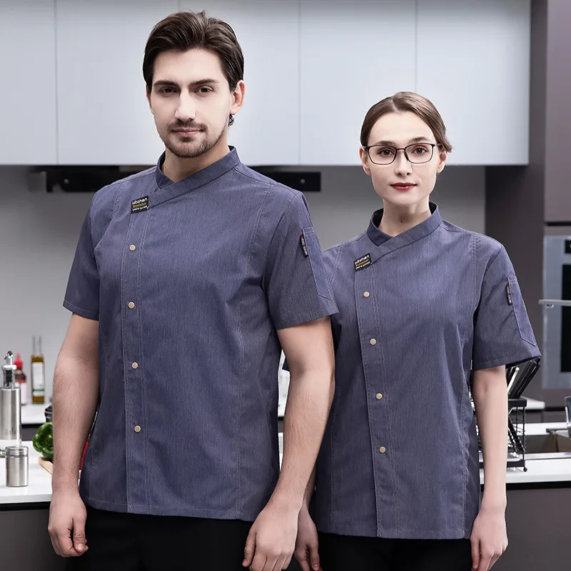 Westerse Voedsel Chef Overalls Zomer Verdikking Hot Pot Restaurant Chef Uniform Nieuwe Korte Mouw Zwart