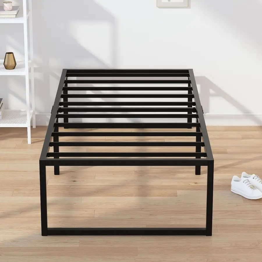 

18 Inch Narrow Twin Bed Frame 30x75, Heavy Duty Metal Platform No Box Spring Needed, Easy Assembly Noise Free, Black