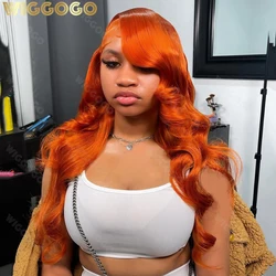Wiggogo Body Wave Orange Ginger Lace Front Wig 100% Human Hair 30 36 Inch 13X6 Hd Lace Frontal Wigs 13X4 Brazilian Colored Wigs
