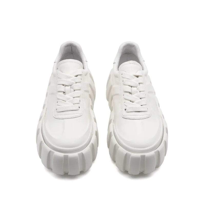 Luxury Designer Genuine Leather Platform Shoes Men's Thick Sole Casual Sport Skateboard Shoes Male Height Increasing Sneakers