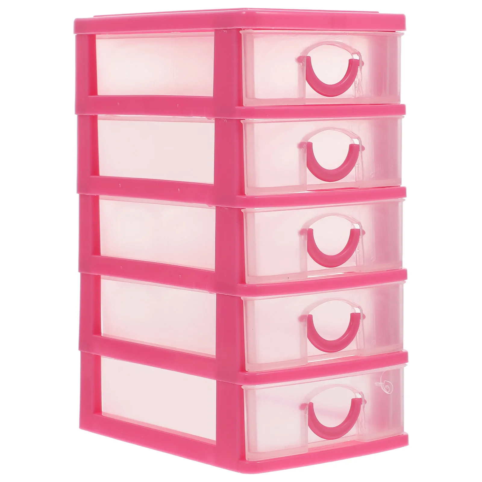 5 Layers Desktop Storage Organizer Clear Drawer Design Versatile Transparent Box For Makeup Jewelry Stationery Pink Plastic