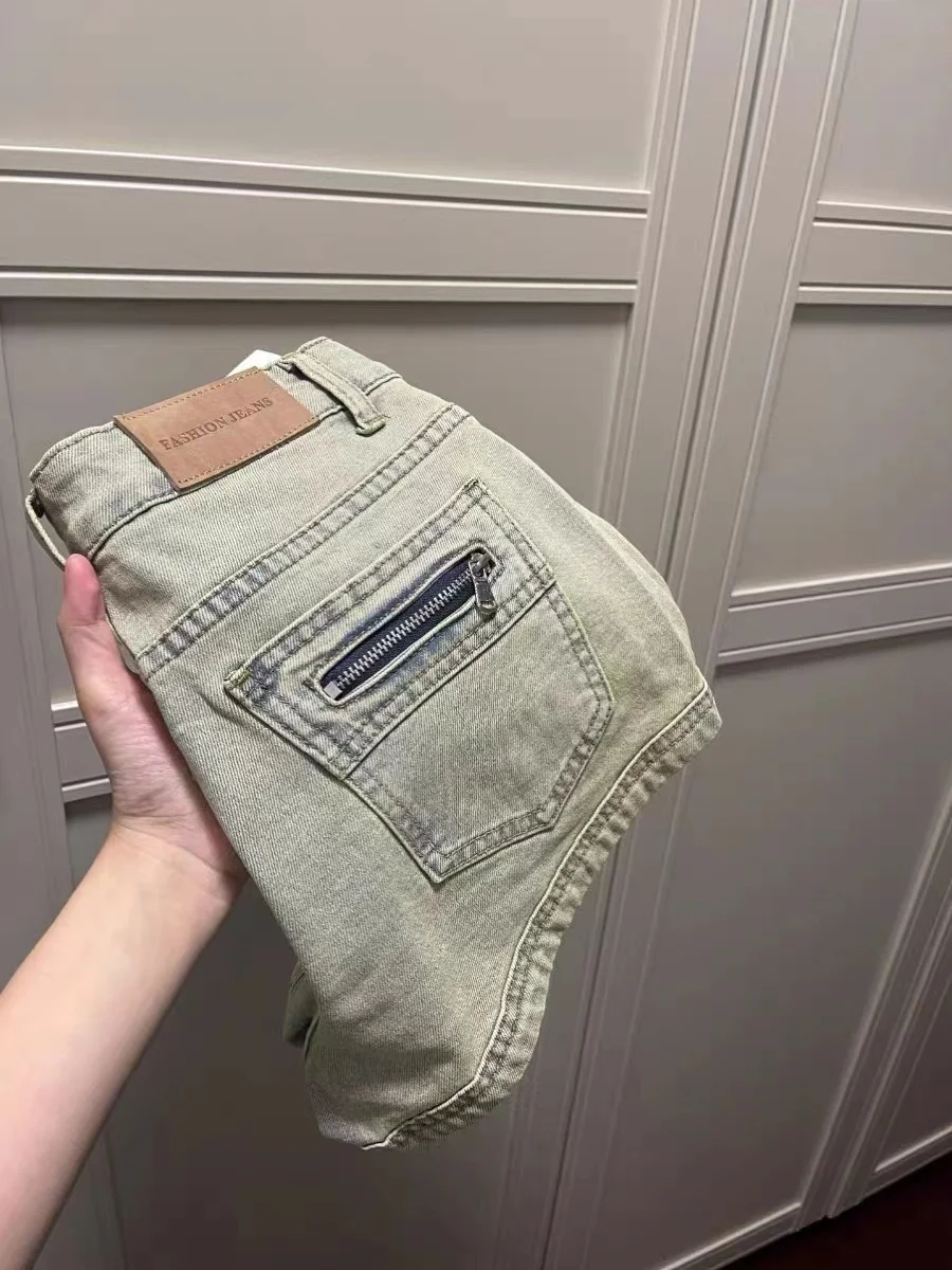 Pantalones cortos vaqueros de verano para mujer, ajustados con cremallera, Retro, corte en A, lavados, estilo americano, chicas calientes, ropa de calle que combina con todo, elegante Ins 2025