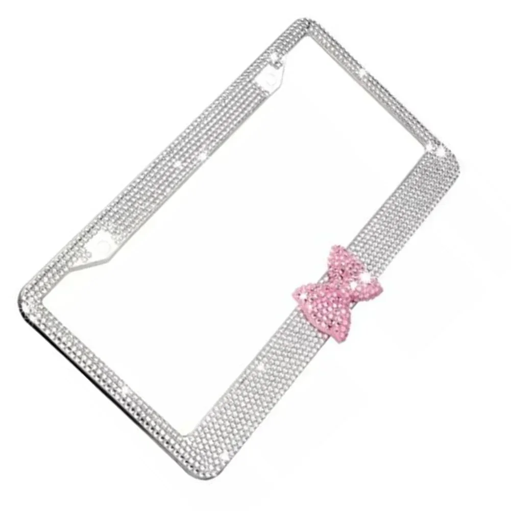 Ręcznie robiona ramka na tablicę rejestracyjną z kryształkami i cyrkoniami – do samochodów damskich, pasuje do wszystkich tablic rejestracyjnych w USA i Kanadzie, UŻYTKOWA