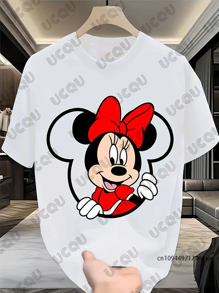 Koszulka bawełniana dla par z nadrukiem Myszki Miki Disneya na Walentynki 2026, damska i męska, letnia, codzienna, oversize, topy w stylu Y2k