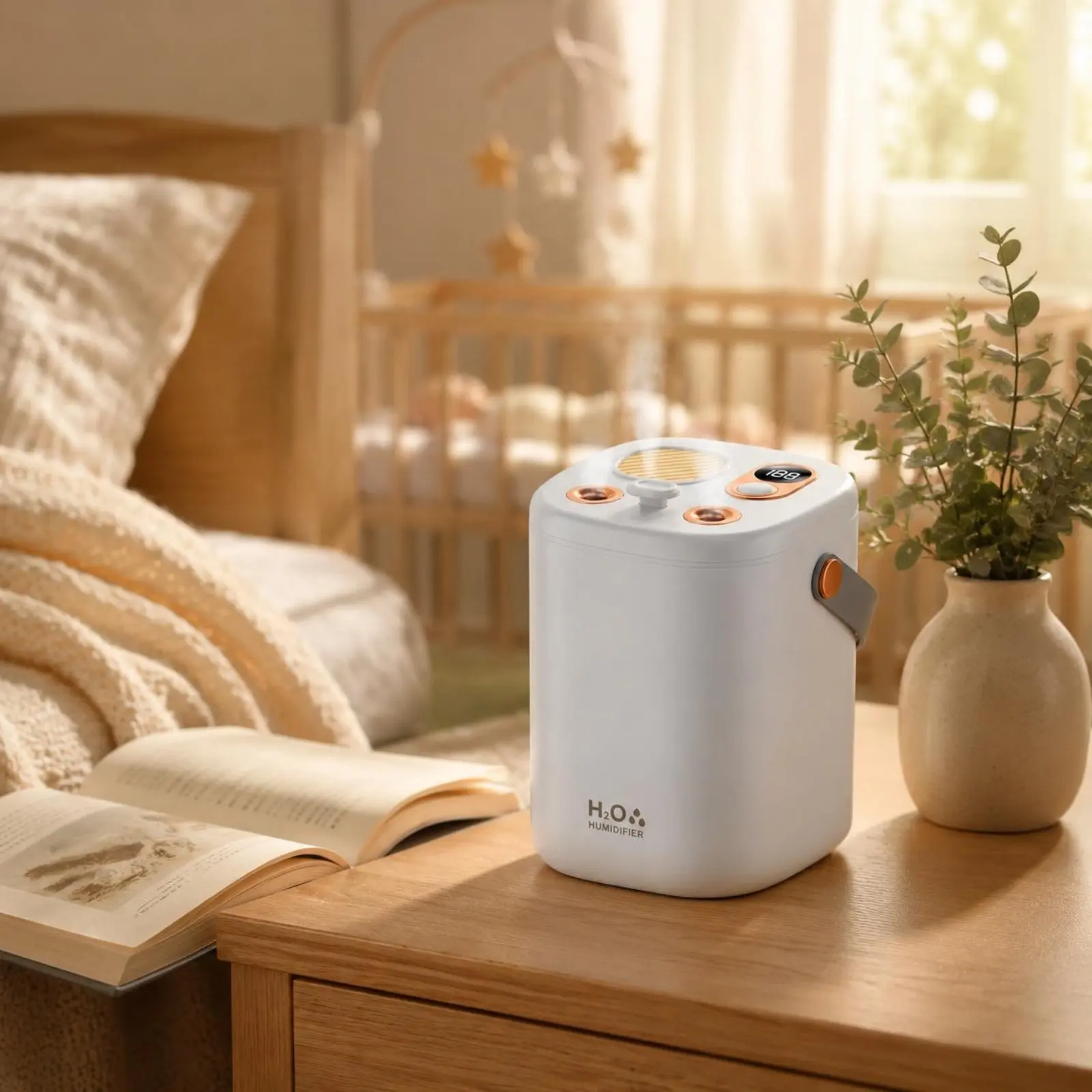 Wireless Mist Humidifier Hushed-Cool Mist Humidifier Household Appliance Long Battery Life Auto Shut-Stopped for Bedroom, Office