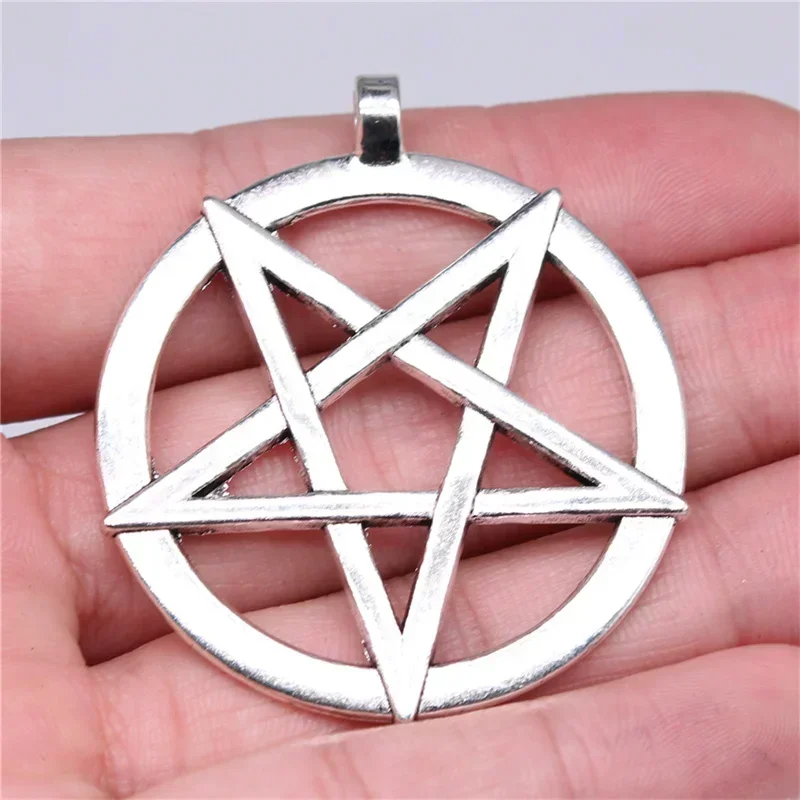 1pcs 51x44mm Antique Silver Color Inverted Pentagram Star Charms Pendant Designer Charms Fit Jewelry Making DIY Jewelry Findings