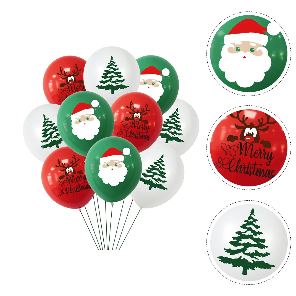 

10Pcs Party Decor Balloons Christmas Theme Durable Latex Festive Holiday Decoration Christmas Balloon Xmas Balloons