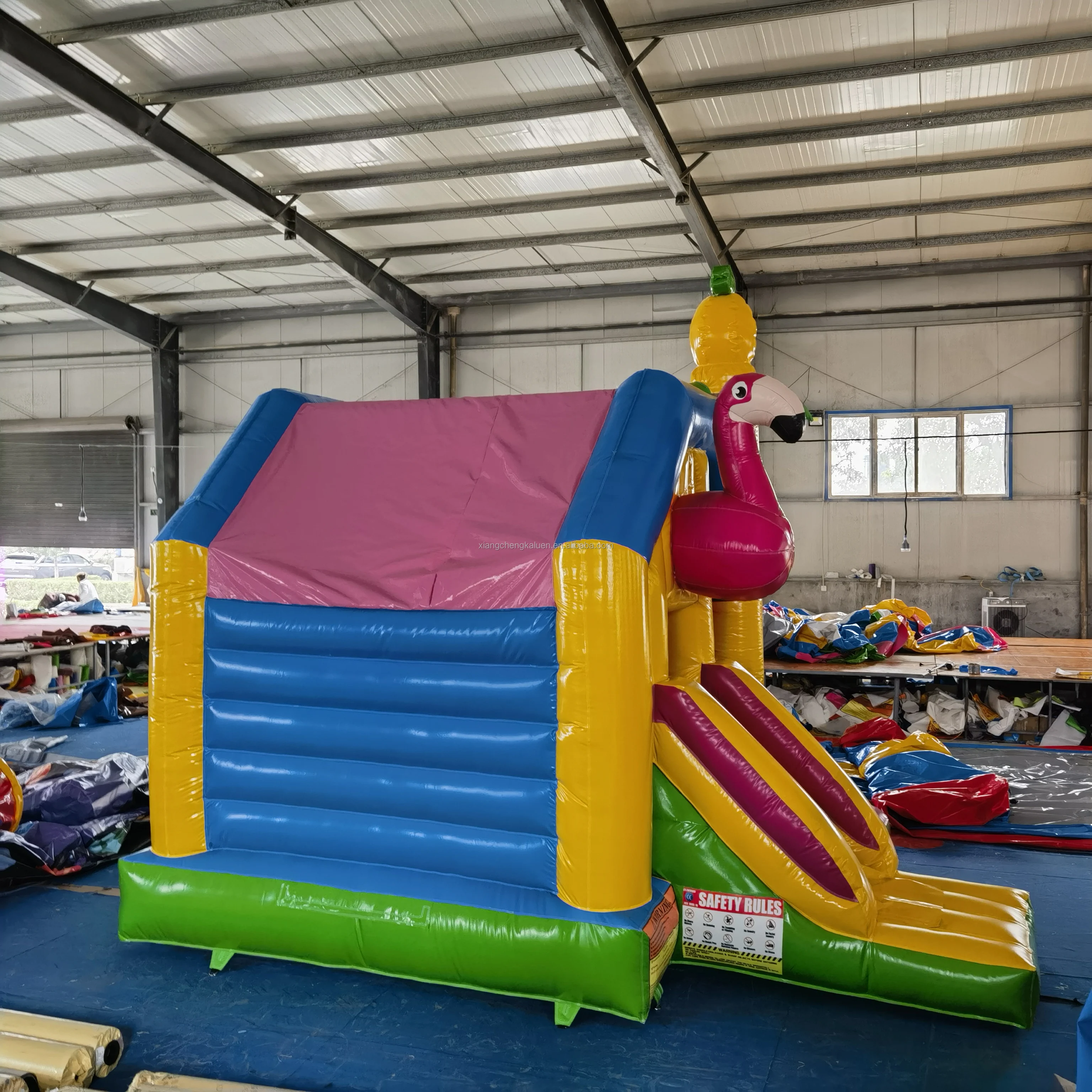 Factory Customized Amusement Pink Flamingo Inflatable Combo Jumping Commercial Bouncy Castle Inflatable Trampoline for Kids
