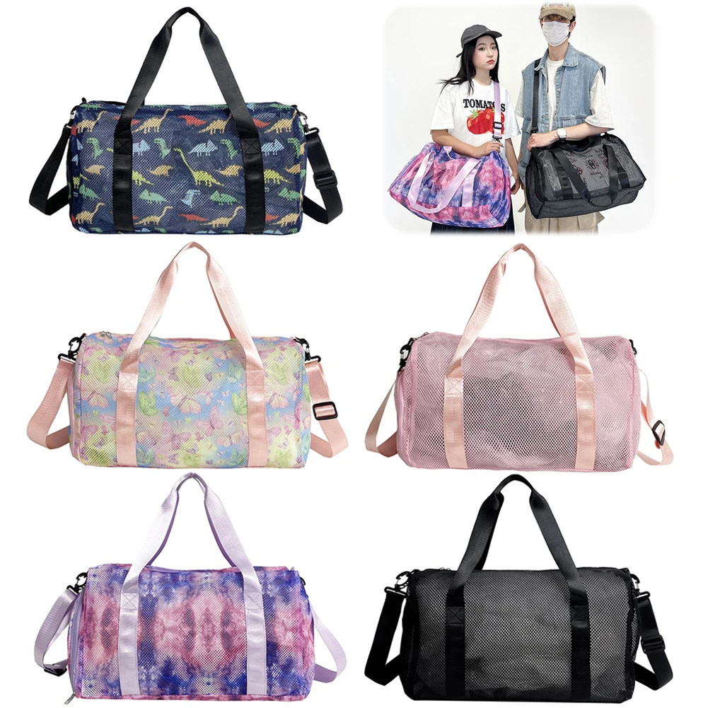 

Mesh Travel Duffle Bag Carry On Sport Bag with Shoe Compartment Luggage Bag Dry Wet Separation Large Capacity for Yoga Sports