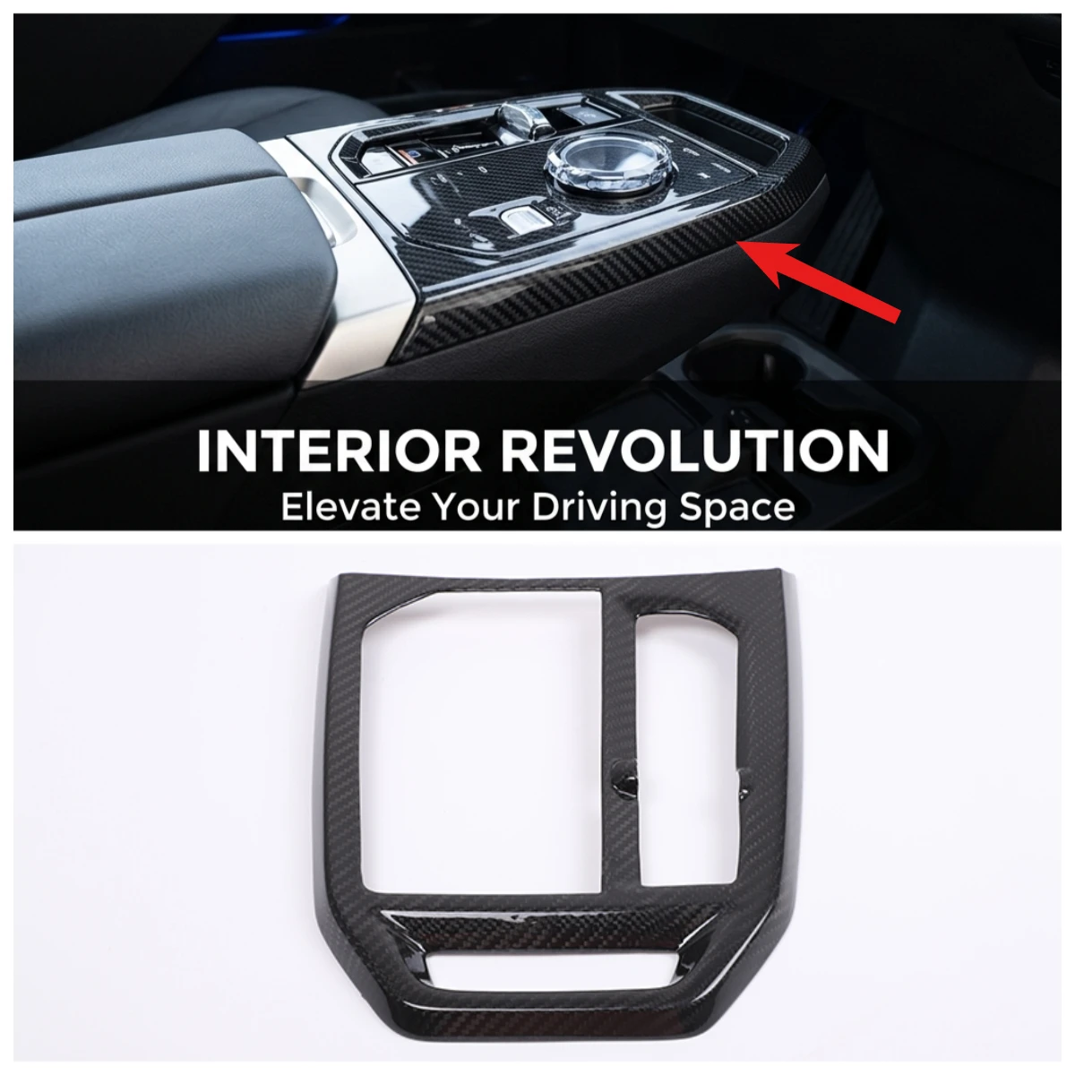 

For BMW IX iX iX40 iX50 I20 2021-2025 Dry Carbon Fiber Car Gear Shift Panel Decorative Frame Cover Trim Interior Car Accessories
