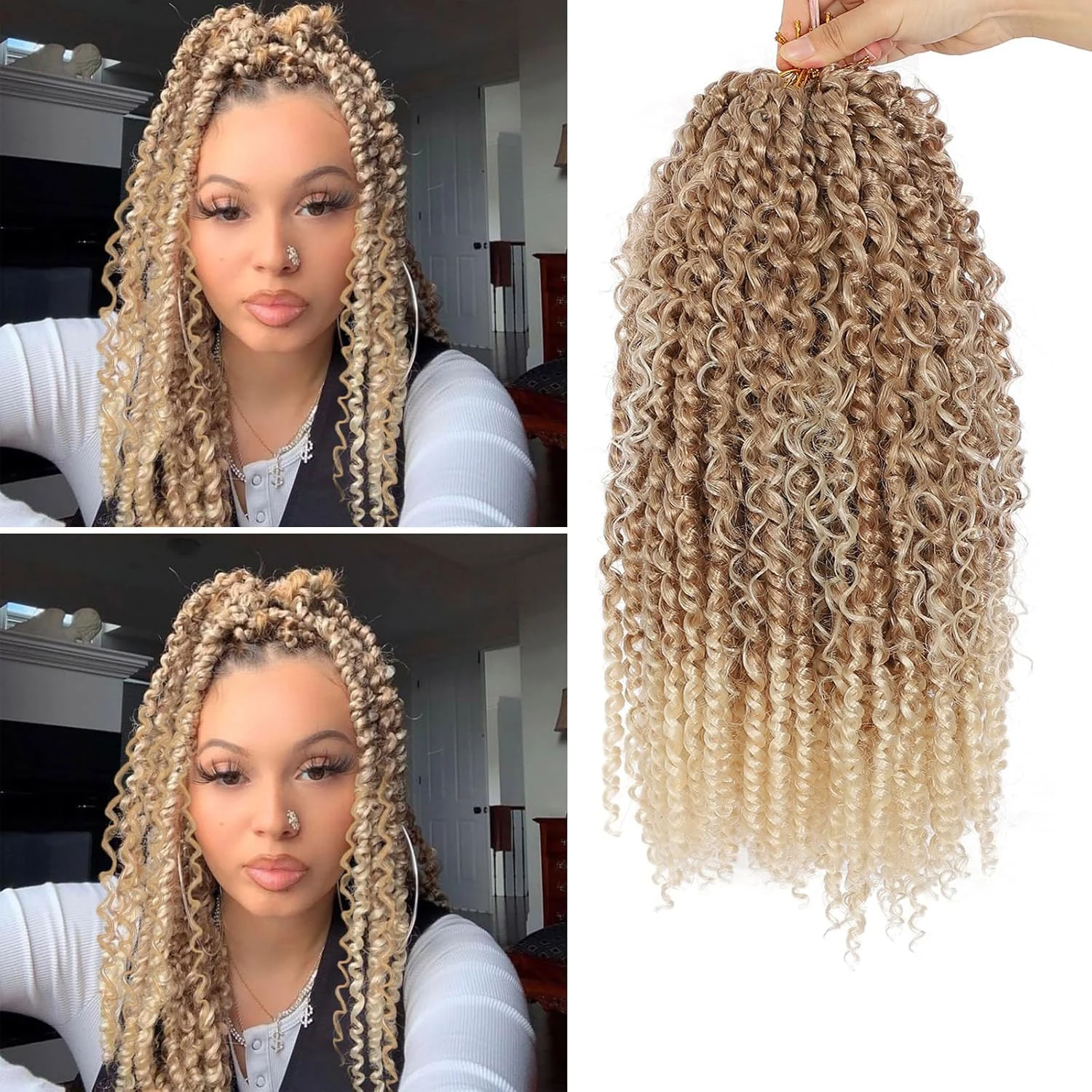 Boho Crochet Passion Twist Hair Pre looped,10/14/18/ 22 Inch Goddess Passion Twist Crochet Hair with Curly Ends Synthetic