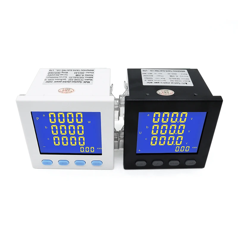 LCD Three Phase Panel Meter V A Hz cos kWh Electricity Meter Multi Function Watt Hour 5A Ampere volt Power Factor  Meter