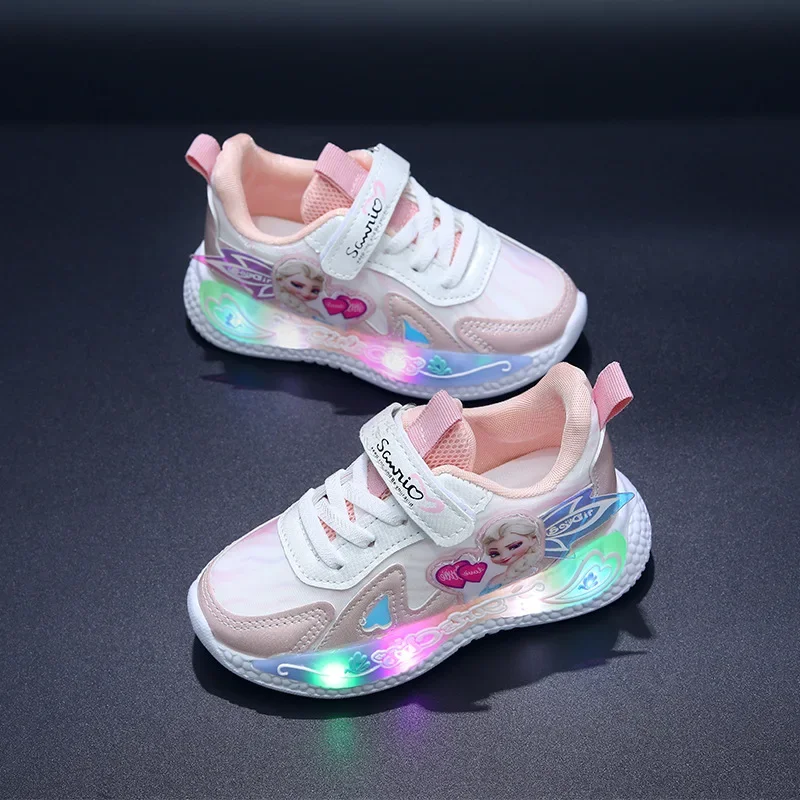 Frozen Princess New Children Shoes LED Sneakers per bambini illuminate colorate Classic Glowing Infant Girls Tennis