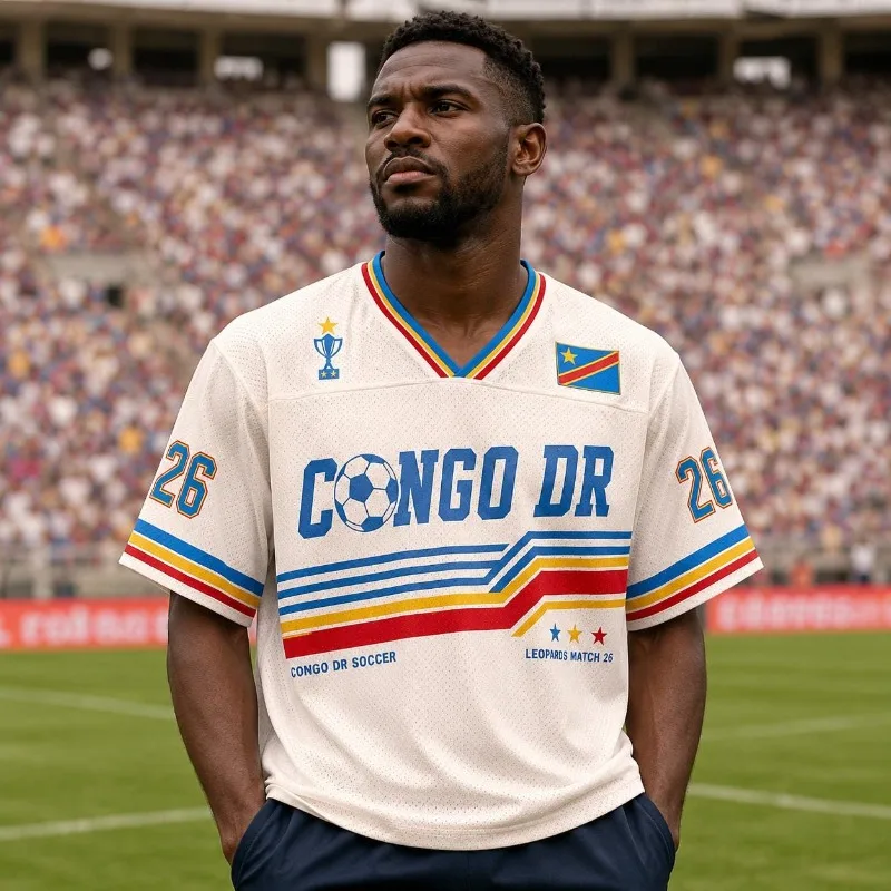 2026 Sommer Kongo-Stil Fußball Sport T-Shirt Atmungsaktives Gym Locker Sitzendes Shirt Kurzarm Oberteil Erwachsenen- und Kinder-Freizeit-T-Shirt