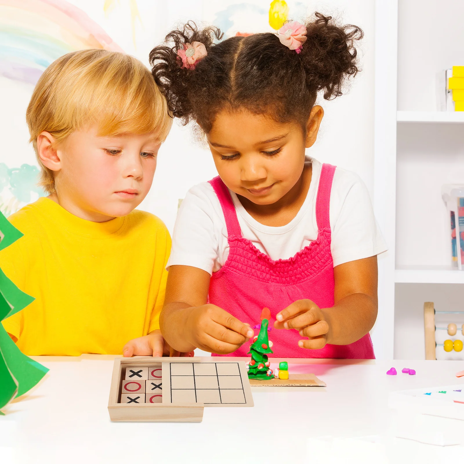 لعبة لوح خشبي عائلي تعليمية محمولة وخفيفة الوزن للسفر والتفكير المنطقي المدمج للأطفال والكبار #6