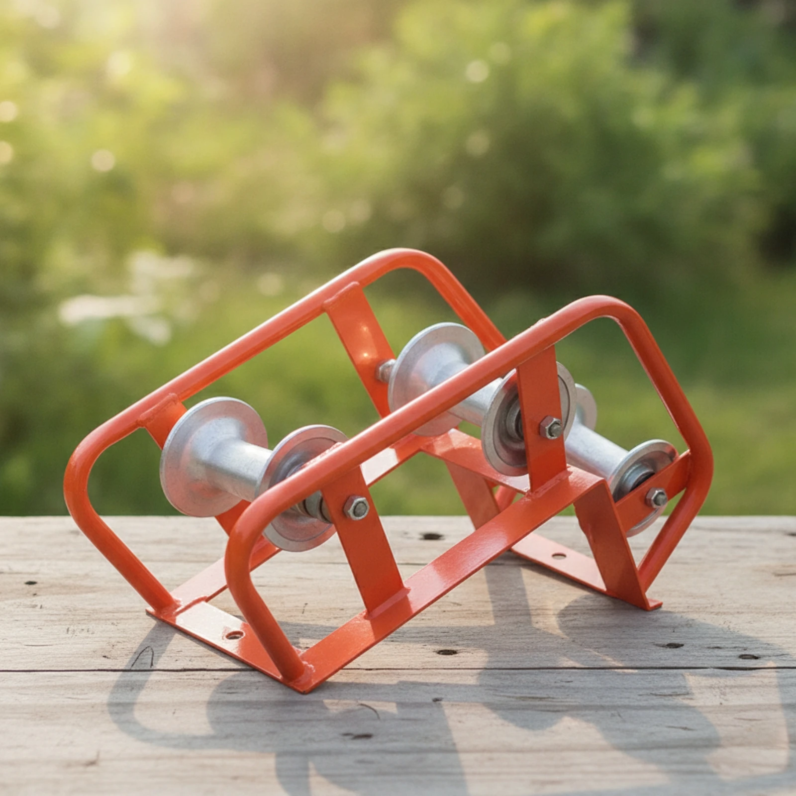 Heavy Duty Cable Guide with Metal Frame Triple Wheel Cable Roller for Utility Straight Runs