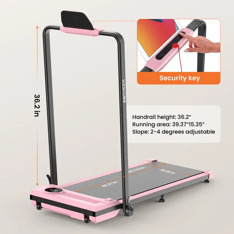 Ancheer-2024 armrest 2-in-1 treadmill, with LED display and remote control, for home office walking, 5 color options