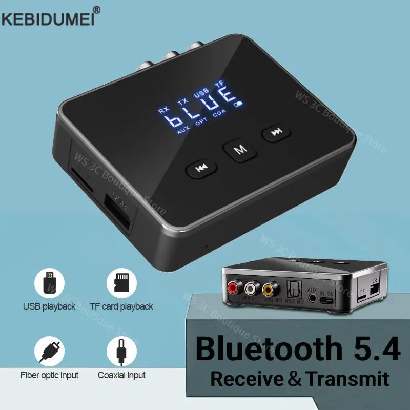 Bluetooth 5.4 Receiver Transmitter AUX 3.5mm Jack RCA Optical Coaxial Handsfree Call Wireless Audio Adapter For TV Car Speaker