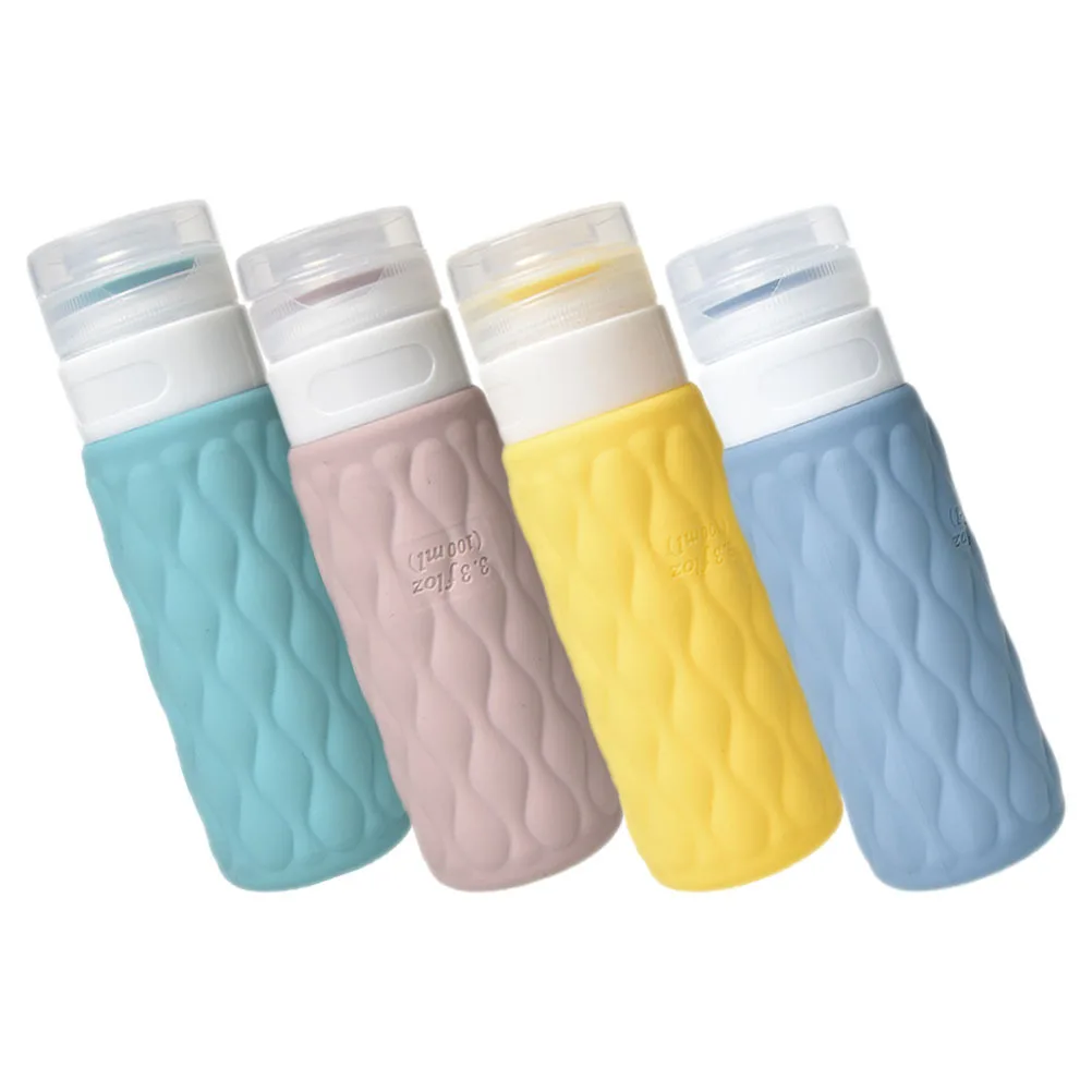 Bouteilles à presser de voyage rechargeables anti-fuite, conteneurs de liquide portables pour shampoing, revitalisant, crème, organisateur de maquillage, 4 pièces